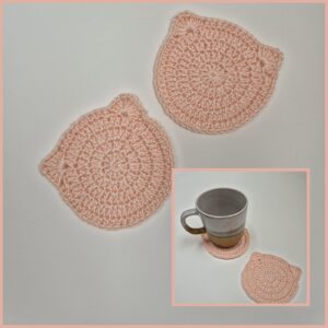 Onderzetters Kat Klein – Set van 2 (Zalmroze) | Shop kattenliefde bij vzw Chamour