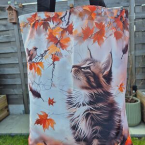 Tote bag - Kat met vallende blaadjes (incl. verzendkosten)